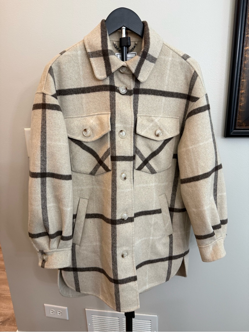 Belle and Bloom Plaid Wool-Blend Coat - Beige/Gray
